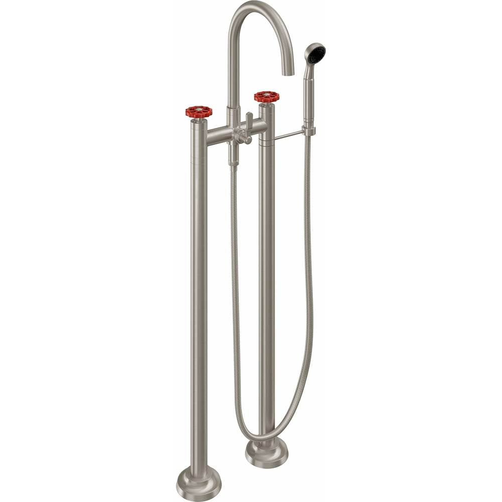 California Faucets - Industrial Floor Mount Tub Filler - Arc Spout - Gloss White