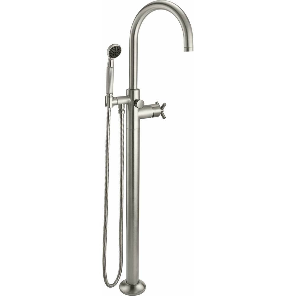 California Faucets - Industrial Single Hole Floor Mount Tub Filler - Arc Spout - Gloss White