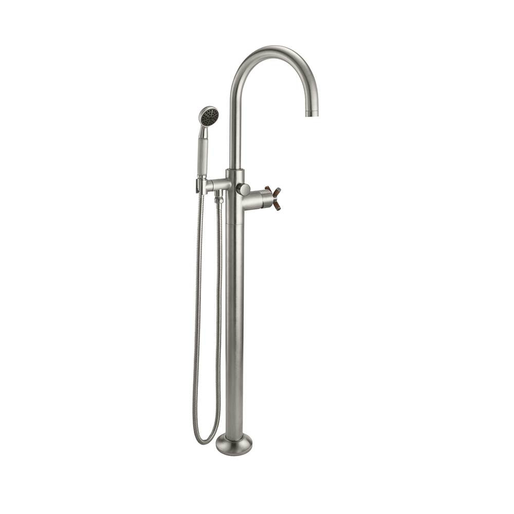 California Faucets - Industrial Single Hole Floor Mount Tub Filler - Arc Spout - Gloss White