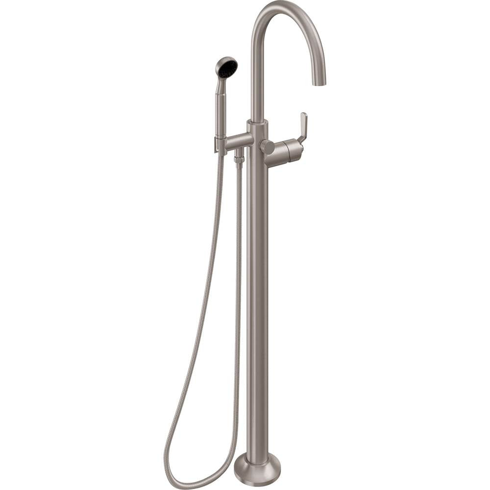 California Faucets - Industrial Single Hole Floor Mount Tub Filler - Arc Spout - Gloss White