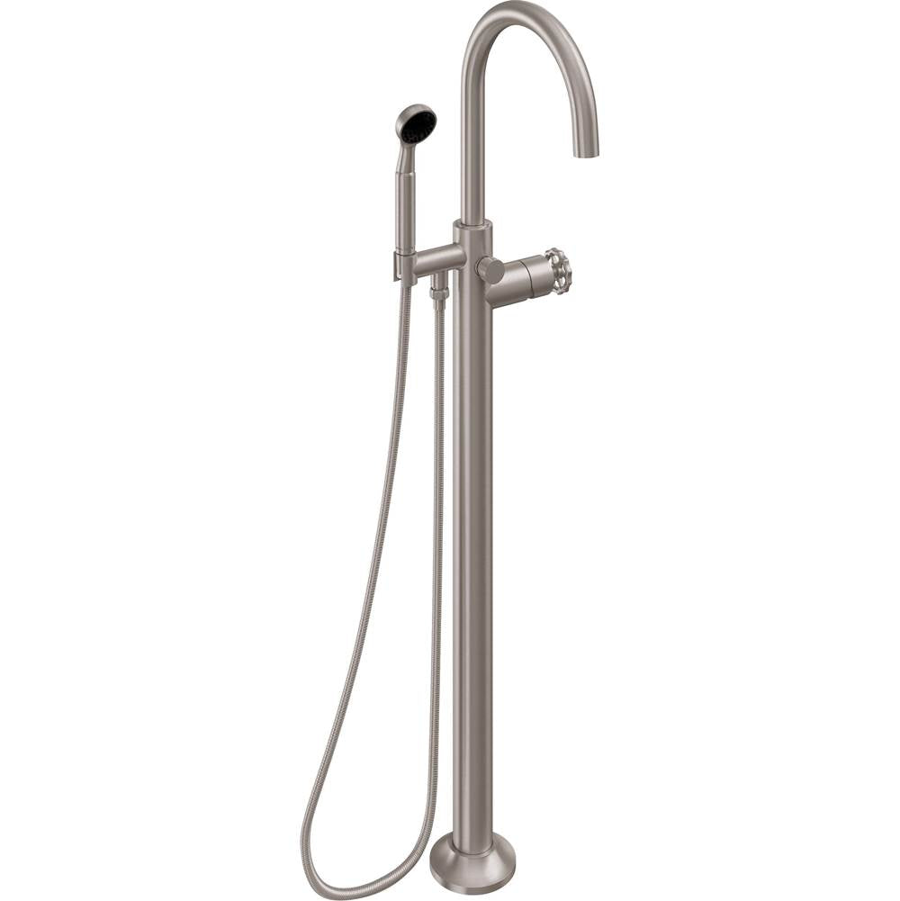 California Faucets - Industrial Single Hole Floor Mount Tub Filler - Arc Spout - Gloss White