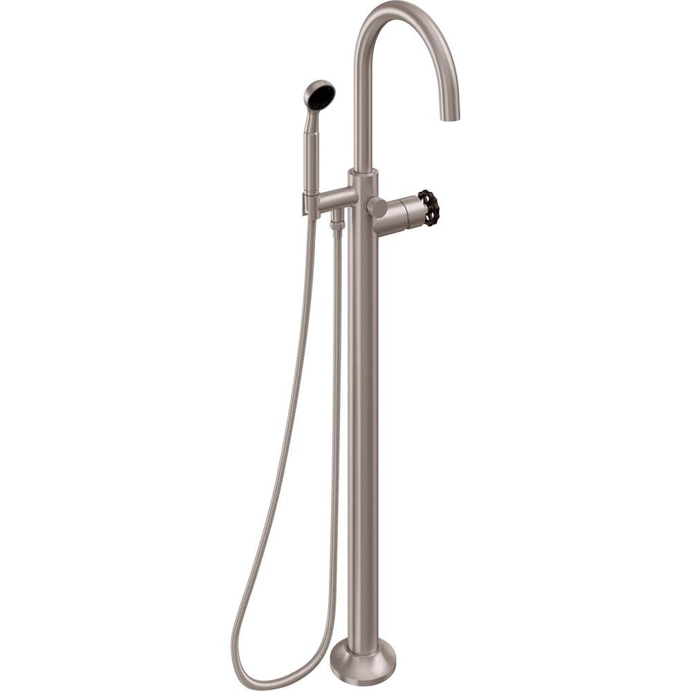California Faucets - Industrial Single Hole Floor Mount Tub Filler - Arc Spout - Gloss White