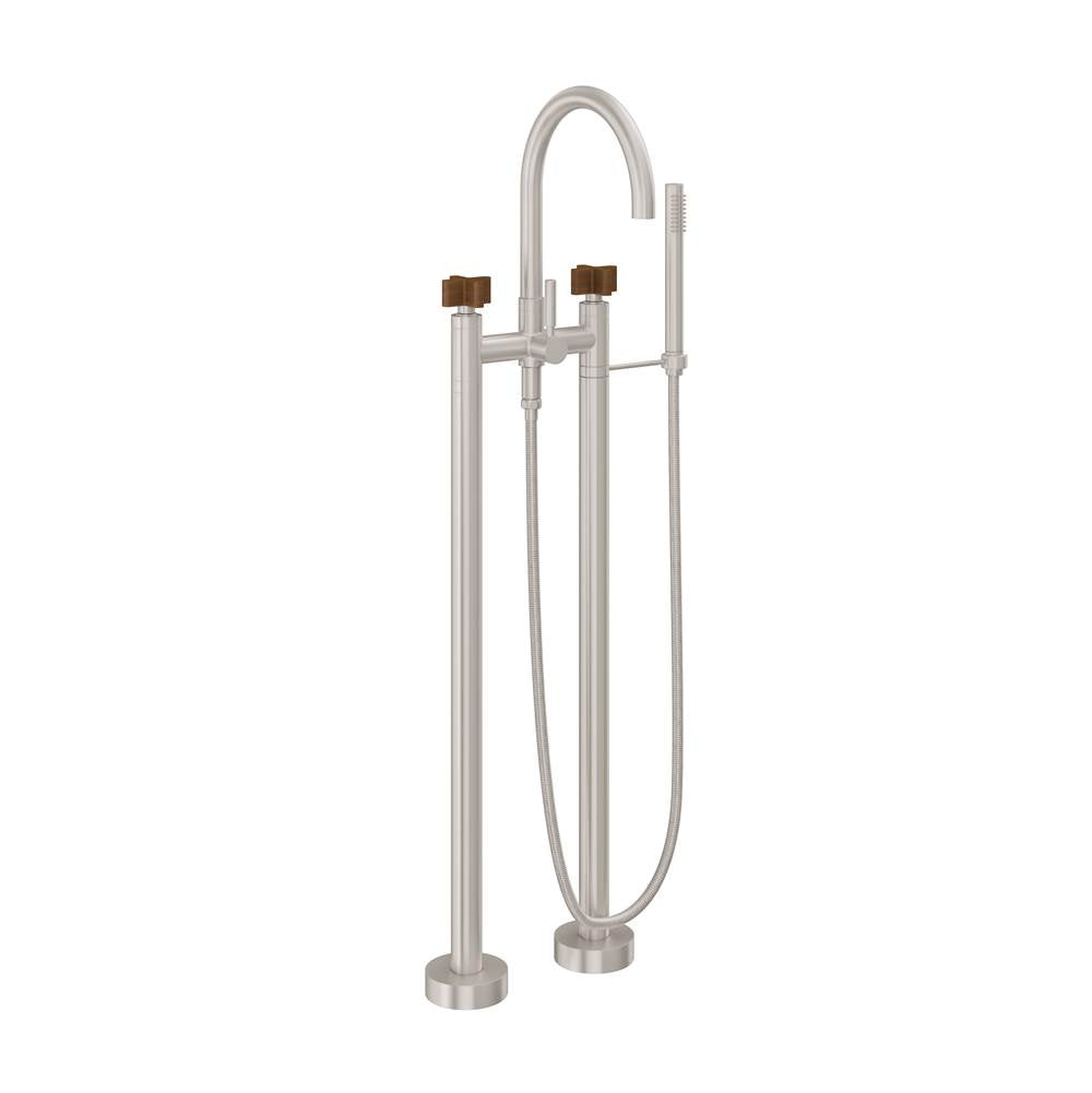 California Faucets - Contemporary Floor Mount Tub Filler - Arc Spout - Gloss White