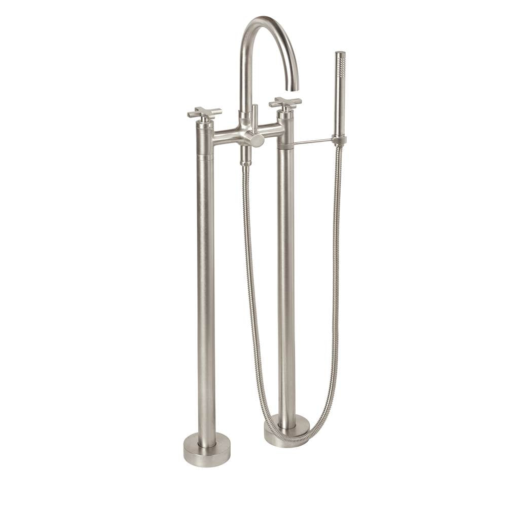 California Faucets - Contemporary Floor Mount Tub Filler - Arc Spout - Gloss White