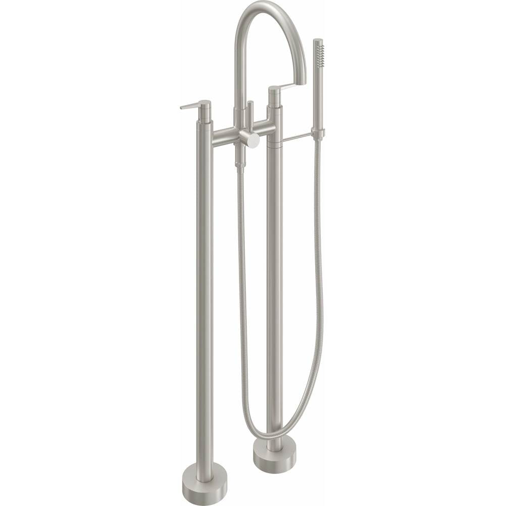 California Faucets - Contemporary Floor Mount Tub Filler - Arc Spout - Gloss White