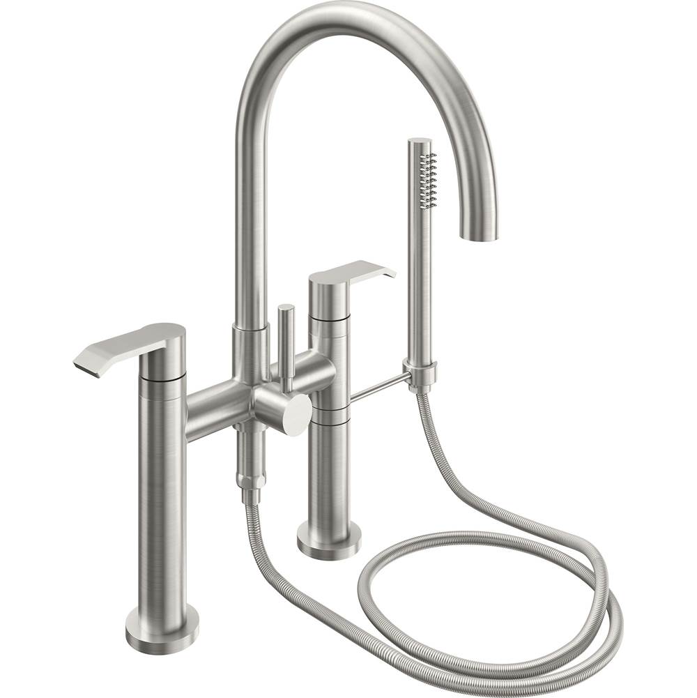 California Faucets - Contemporary Deck Mount Tub Filler - Arc Spout - Gloss White