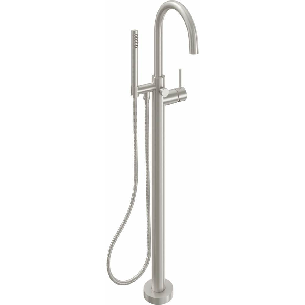 California Faucets - Contemporary Single Hole Floor Mount Tub Filler - Arc Spout - Gloss White
