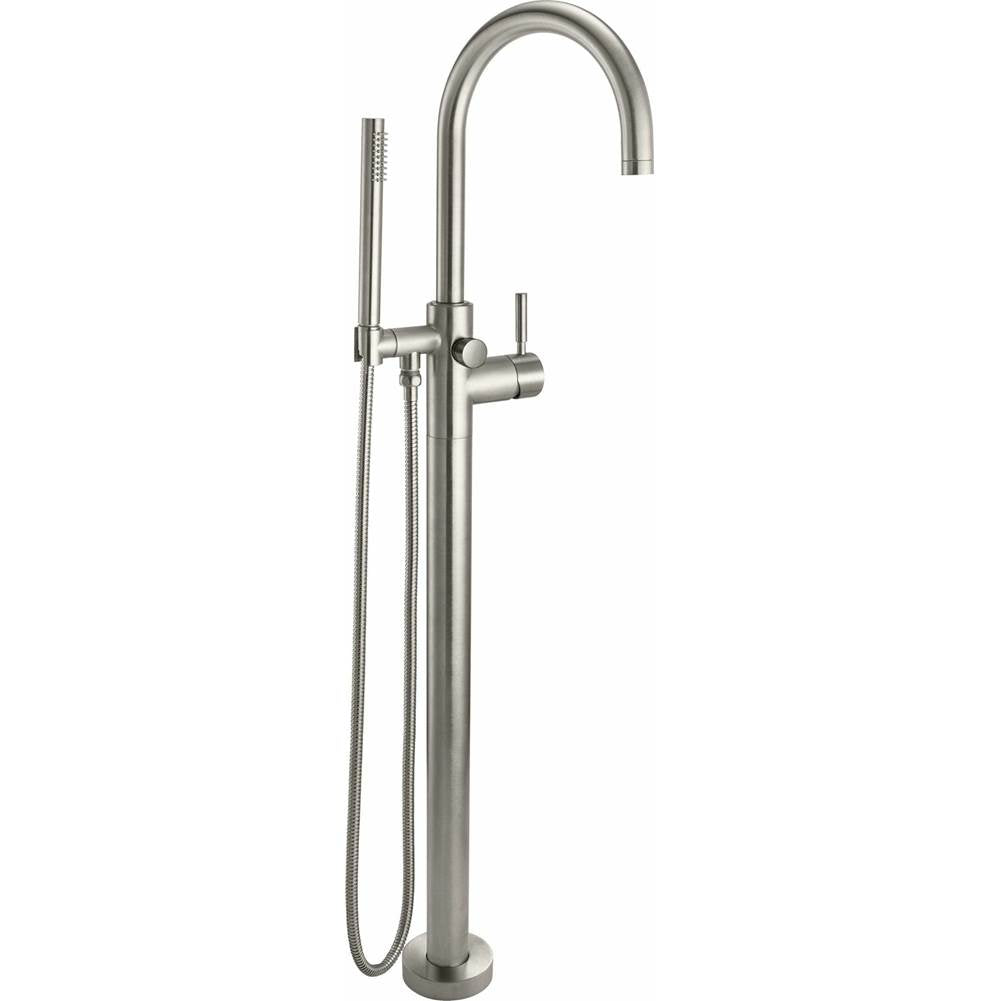 California Faucets - Contemporary Single Hole Floor Mount Tub Filler - Arc Spout - Gloss White