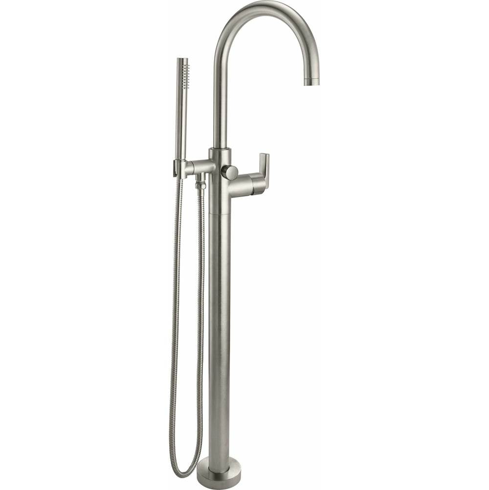 California Faucets - Contemporary Single Hole Floor Mount Tub Filler - Arc Spout - Gloss White