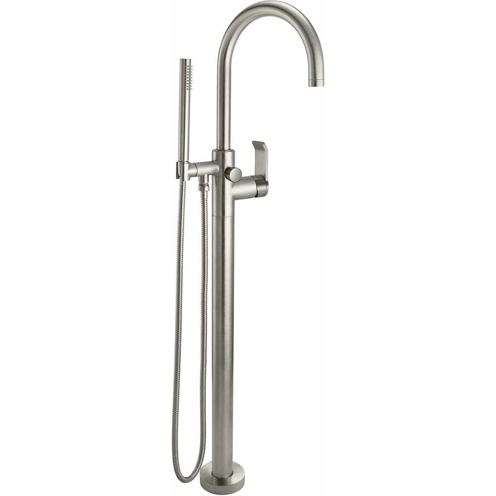 California Faucets - Contemporary Single Hole Floor Mount Tub Filler - Arc Spout - Gloss White