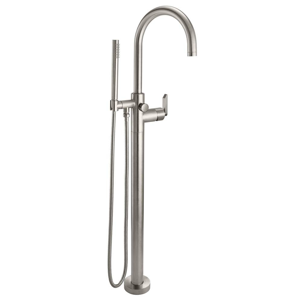 California Faucets - Contemporary Single Hole Floor Mount Tub Filler - Arc Spout - Gloss White