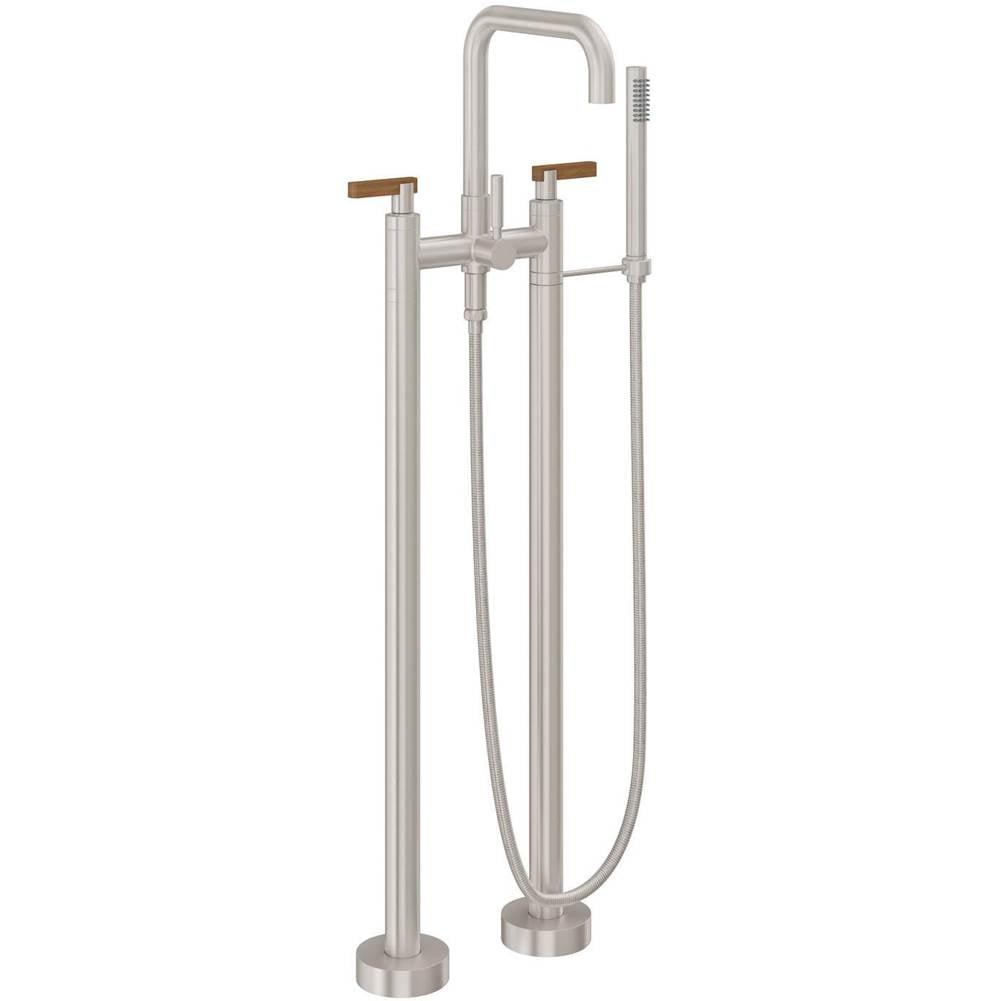 California Faucets - Contemporary Floor Mount Tub Filler - Quad Spout - Gloss White