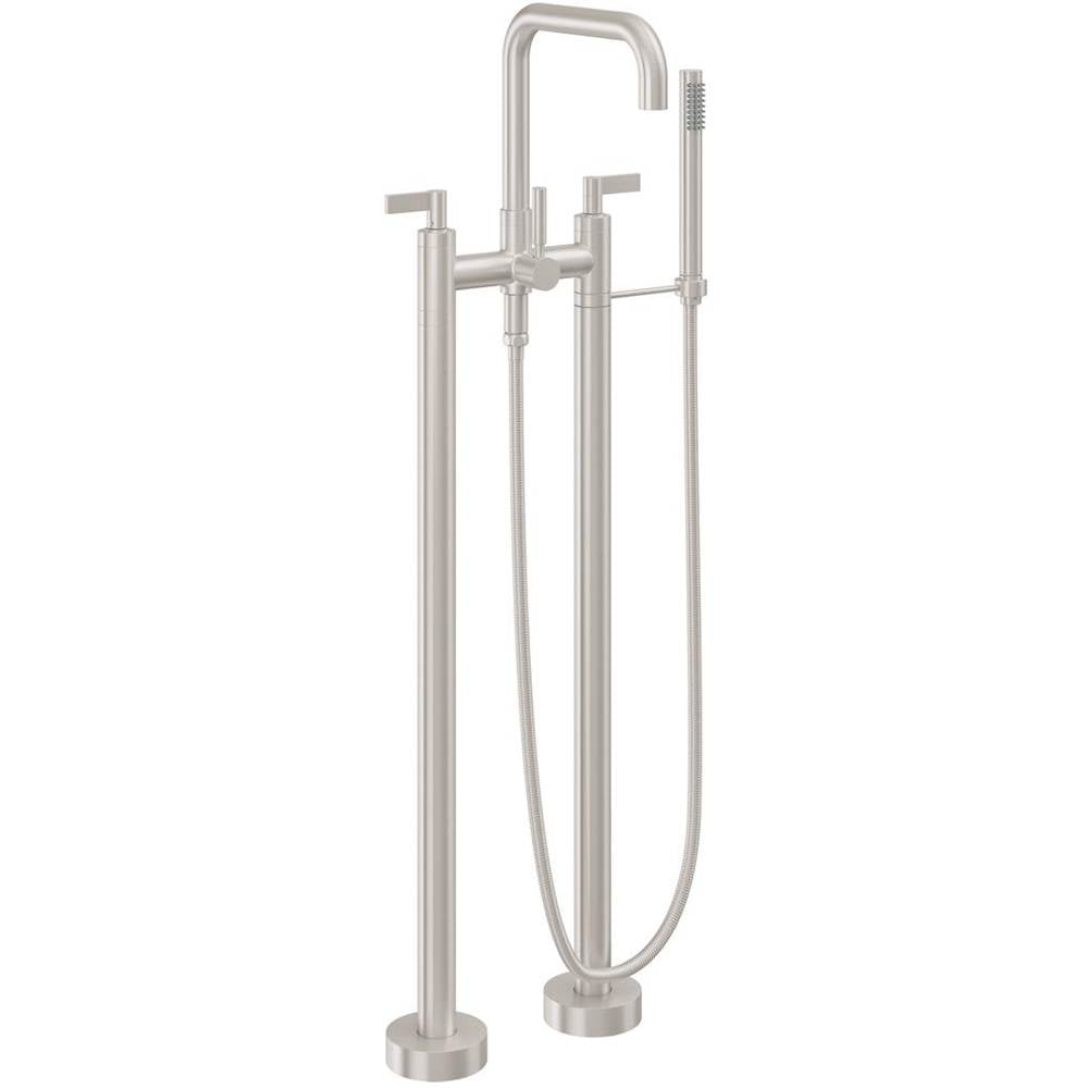California Faucets - Contemporary Floor Mount Tub Filler - Quad Spout - Gloss White