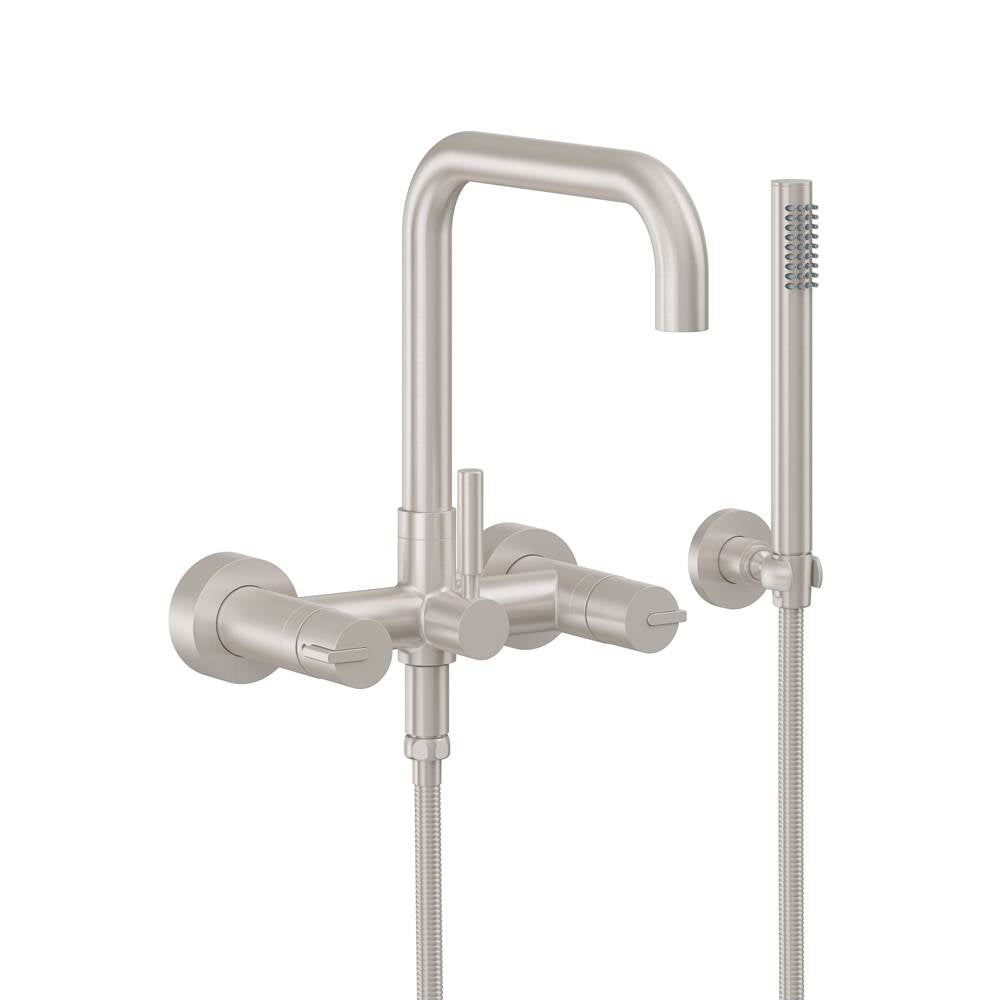 California Faucets - Contemporary Floor Mount Tub Filler - Quad Spout - Gloss White