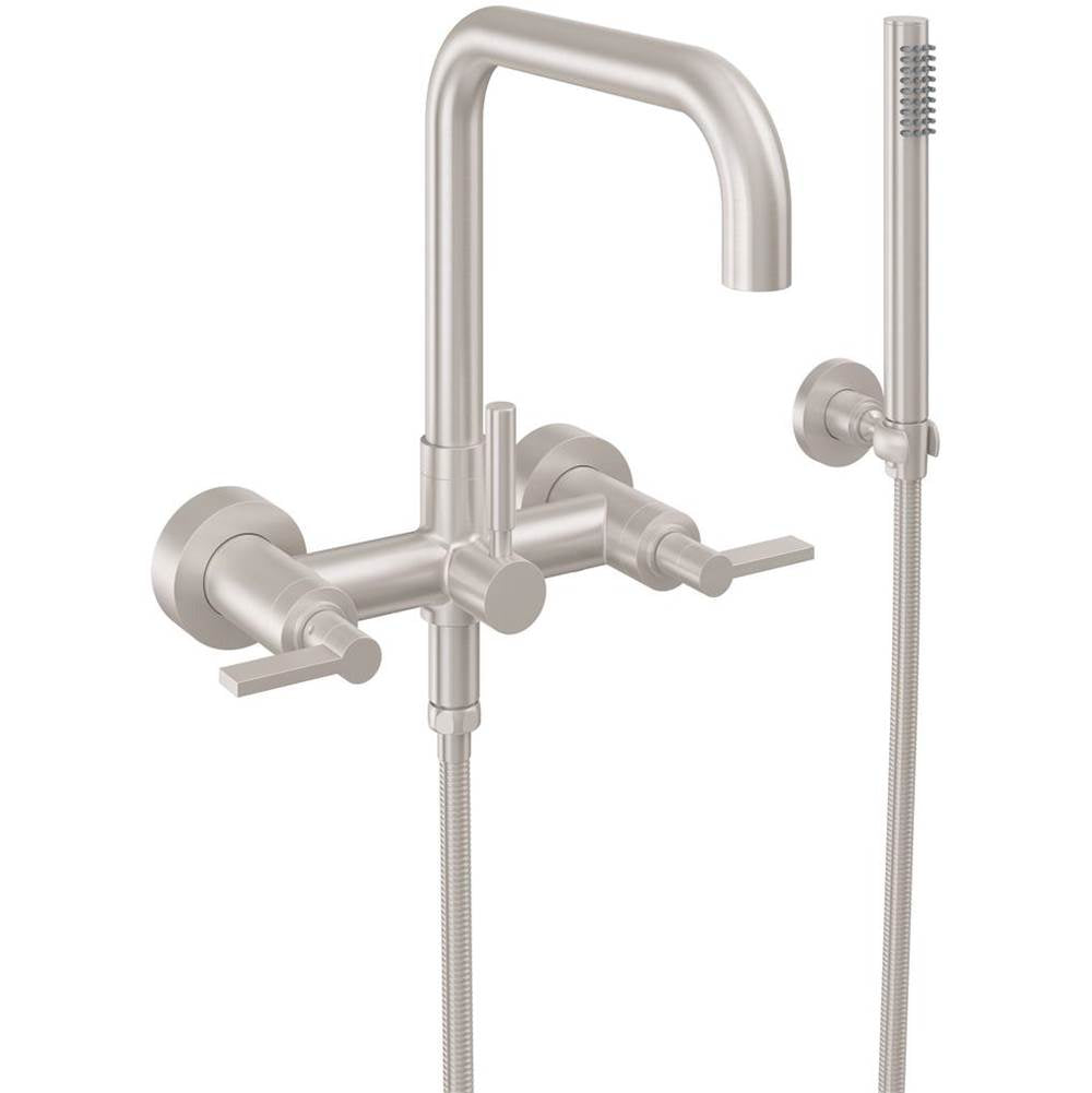 California Faucets - Contemporary Wall Mount Tub Filler - Quad Spout - Gloss White
