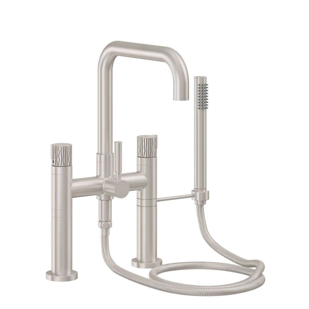 California Faucets - Contemporary Wall Mount Tub Filler - Quad Spout - Ultra Stainless Steel Pvd