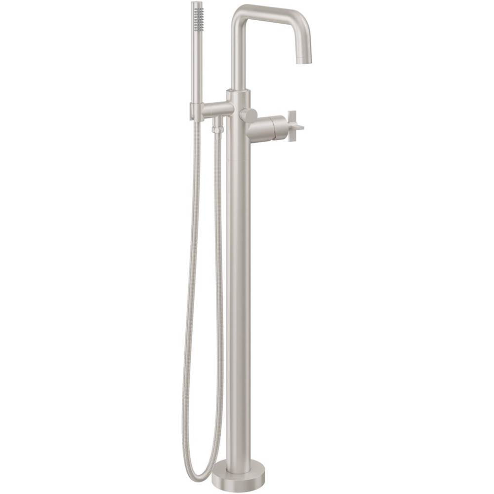 California Faucets - Contemporary Single Hole Floor Mount Tub Filler -Quad Spout - Gloss White