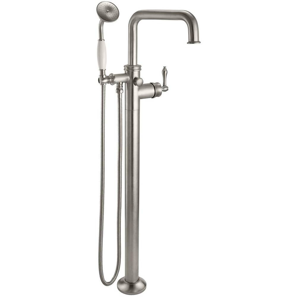 California Faucets - Traditional Single Hole Floor Mount Tub Filler - Quad Spout - Gloss White