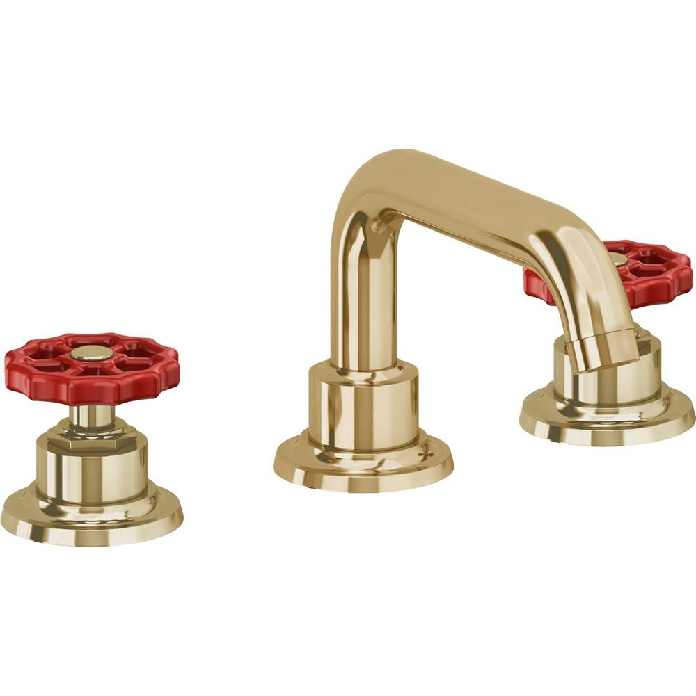 California Faucets - 8'' Widespread Lavatory Faucet with Completely Finished ZeroDrain - Polished Brass Uncoated