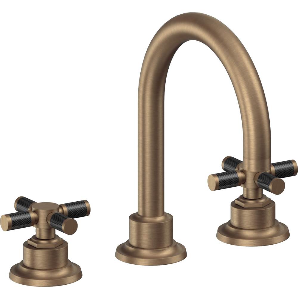 California Faucets - 8'' Widespread Lavatory Faucet with ZeroDrain - Antique Brass Flat