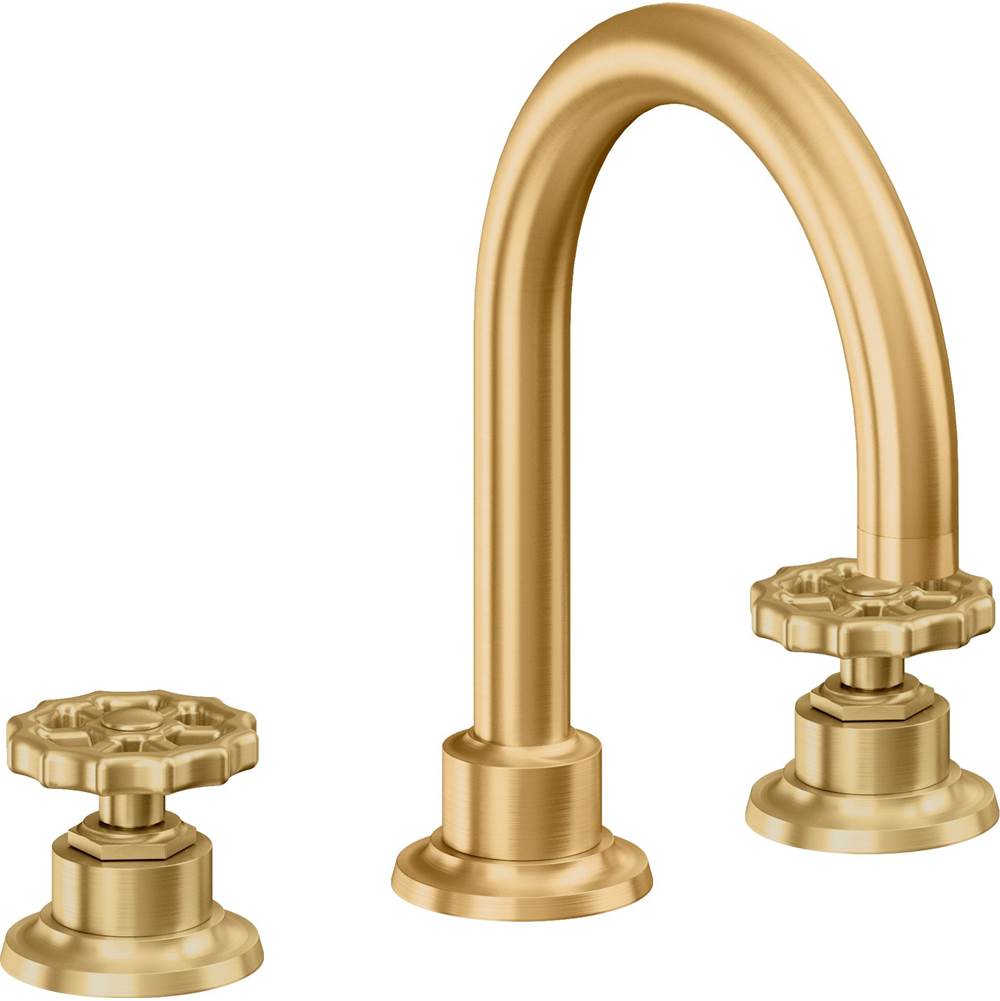 California Faucets - 8'' Widespread Lavatory Faucet with Completely Finished ZeroDrain - Lifetime Satin Gold Pvd
