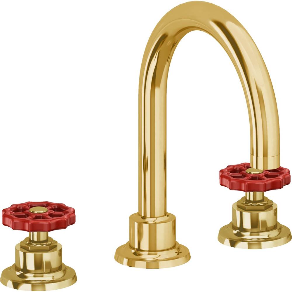 California Faucets - 8'' Widespread Lavatory Faucet with Completely Finished ZeroDrain - Lifetime Polished Gold Pvd