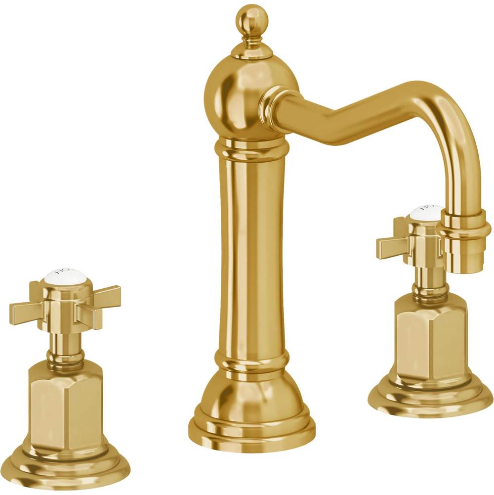 California Faucets - 8'' Widespread Lavatory Faucet with ZeroDrain - Lifetime Polished Gold Pvd