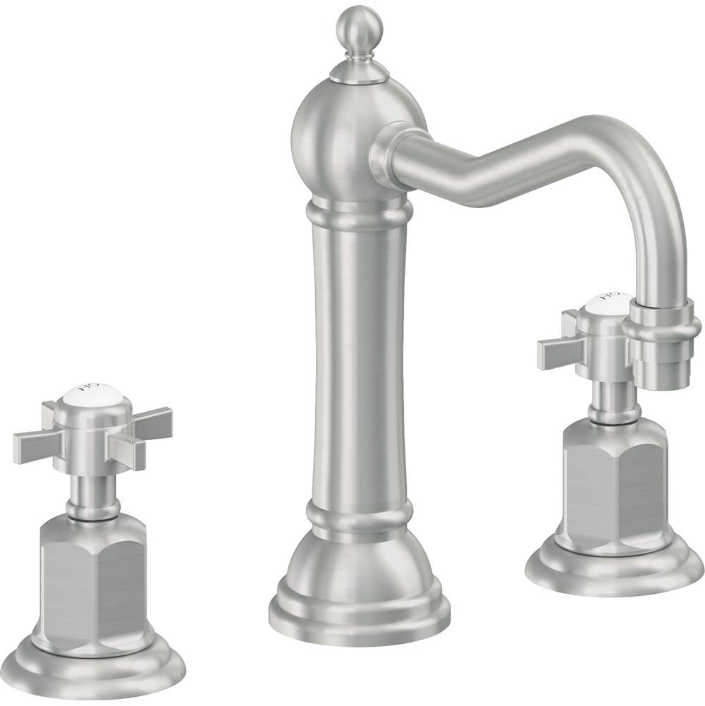 California Faucets - 8'' Widespread Lavatory Faucet with Completely Finished ZeroDrain - Satin Chrome Pvd