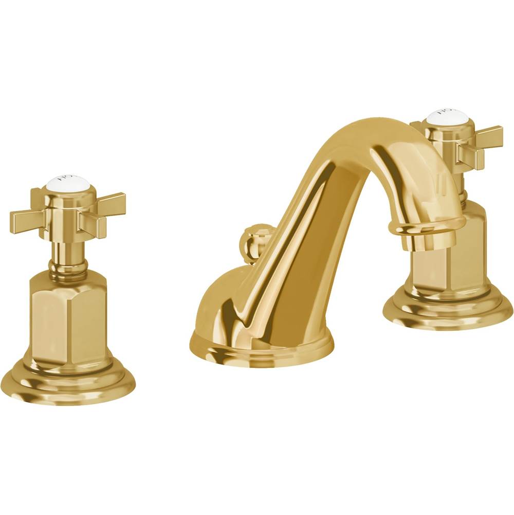 California Faucets - 8'' Widespread Lavatory Faucet - Lifetime Polished Gold Pvd