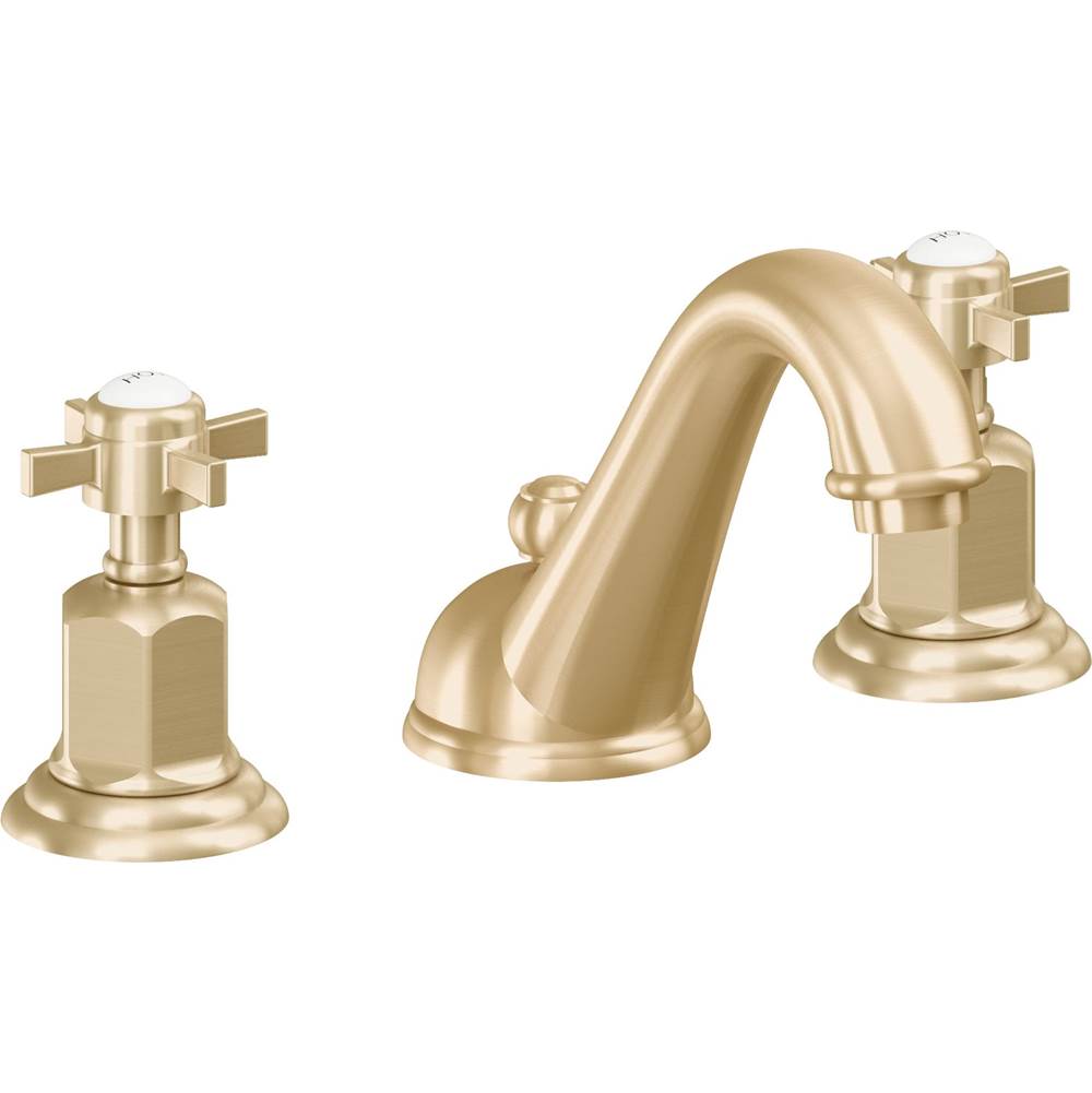 California Faucets - 8'' Widespread Lavatory Faucet with Completely Finished ZeroDrain - Satin Brass Pvd