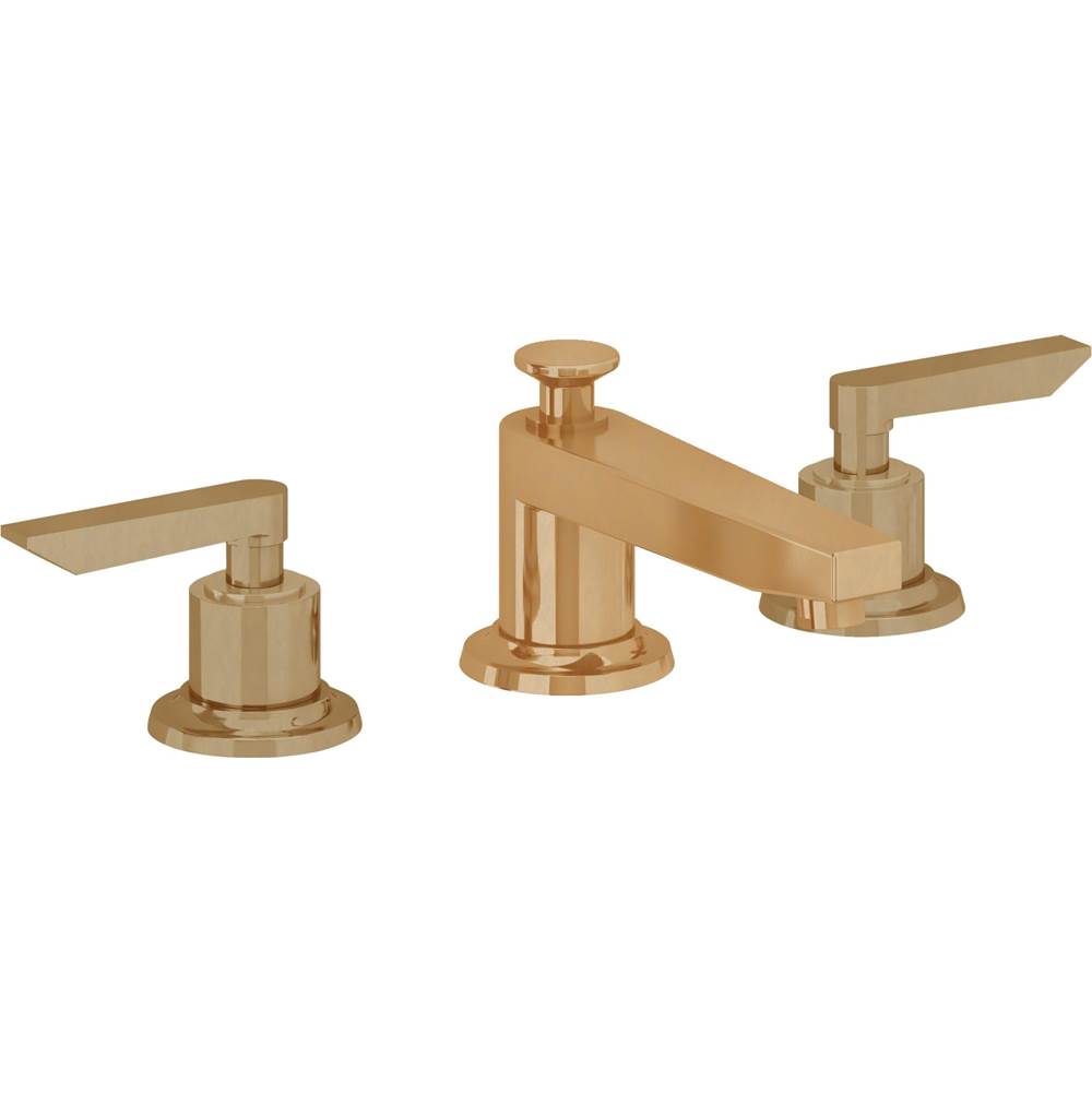 California Faucets - 8'' Widespread Lavatory Faucet with Completely Finished ZeroDrain - Burnished Brass Uncoated