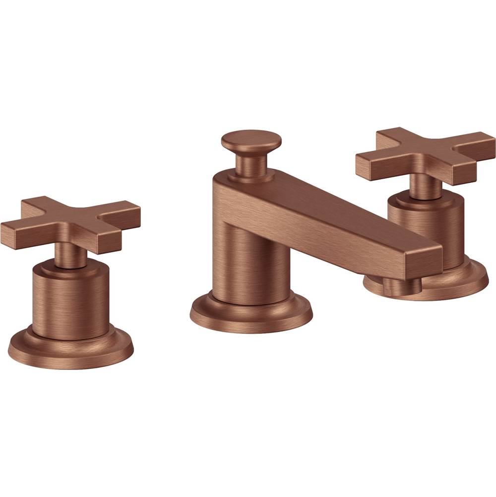California Faucets - 8'' Widespread Lavatory Faucet with Completely Finished ZeroDrain - Antique Copper Flat