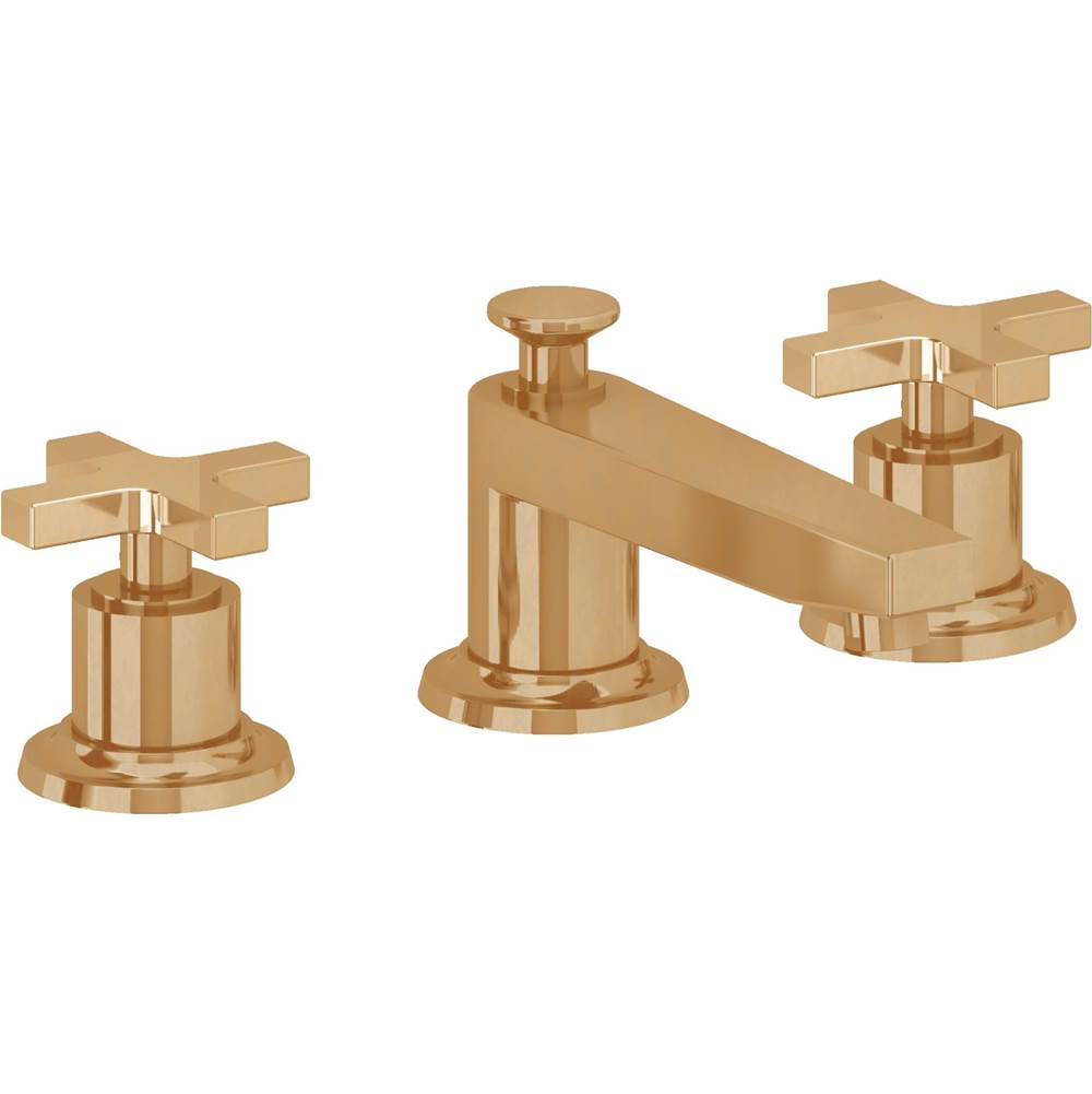California Faucets - 8'' Widespread Lavatory Faucet with ZeroDrain - Burnished Brass Uncoated