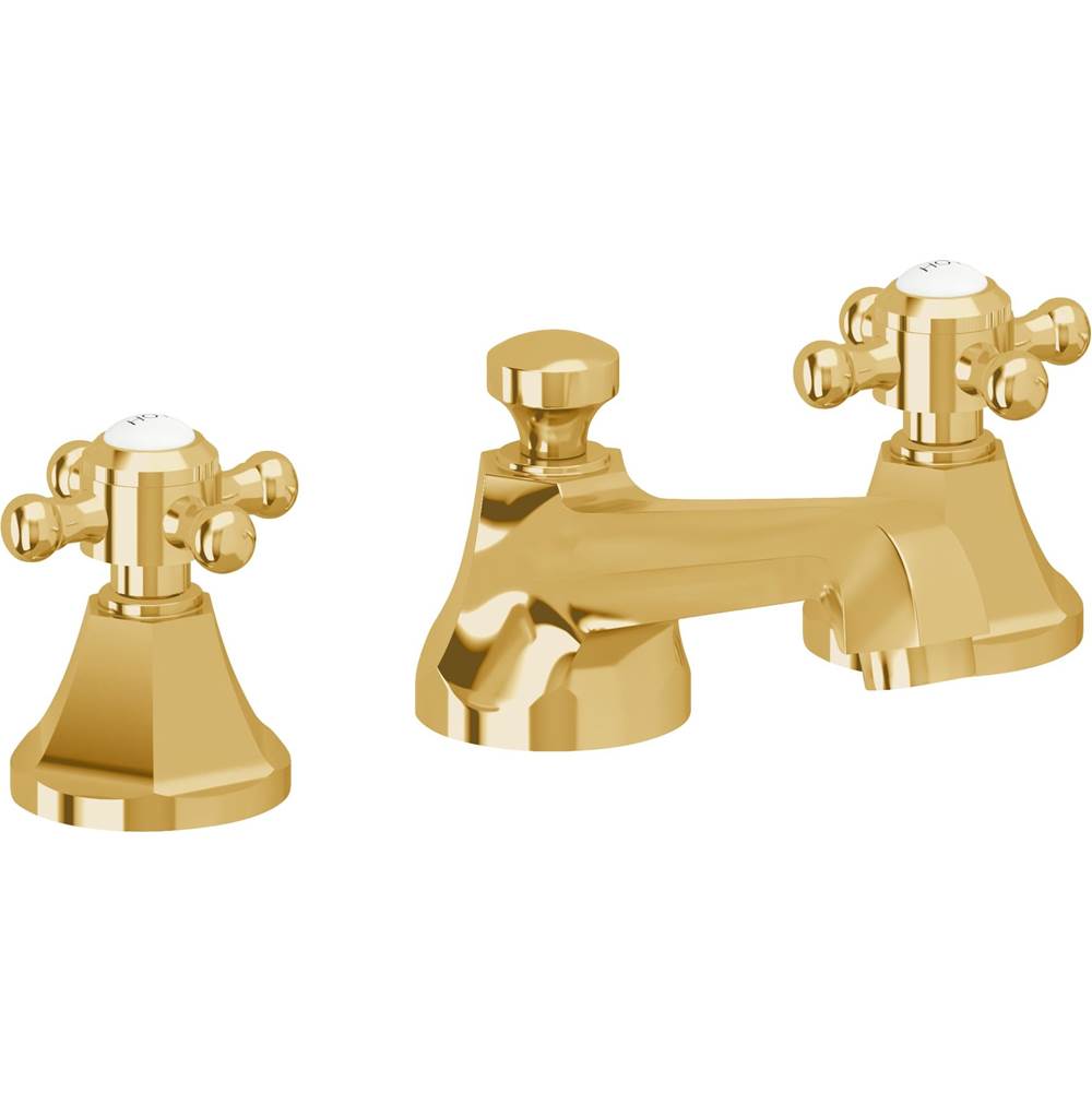 California Faucets - 8'' Widespread Lavatory Faucet with Completely Finished ZeroDrain - Lifetime Polished Gold Pvd