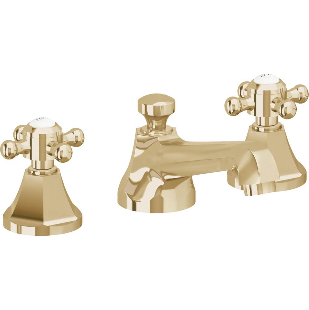 California Faucets - 8'' Widespread Lavatory Faucet with ZeroDrain - Polished Brass Uncoated