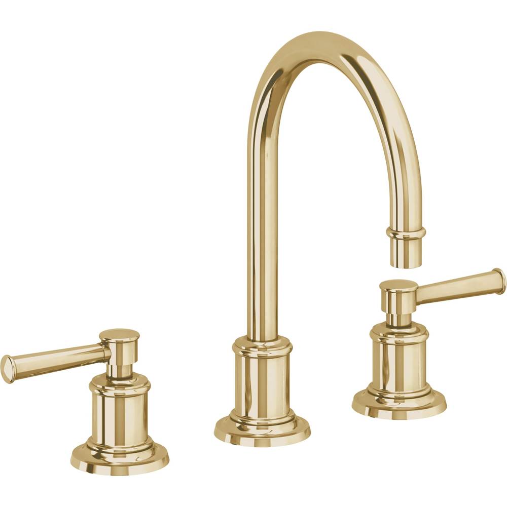 California Faucets - 8'' Widespread Lavatory Faucet with Completely Finished ZeroDrain - Polished Brass Uncoated