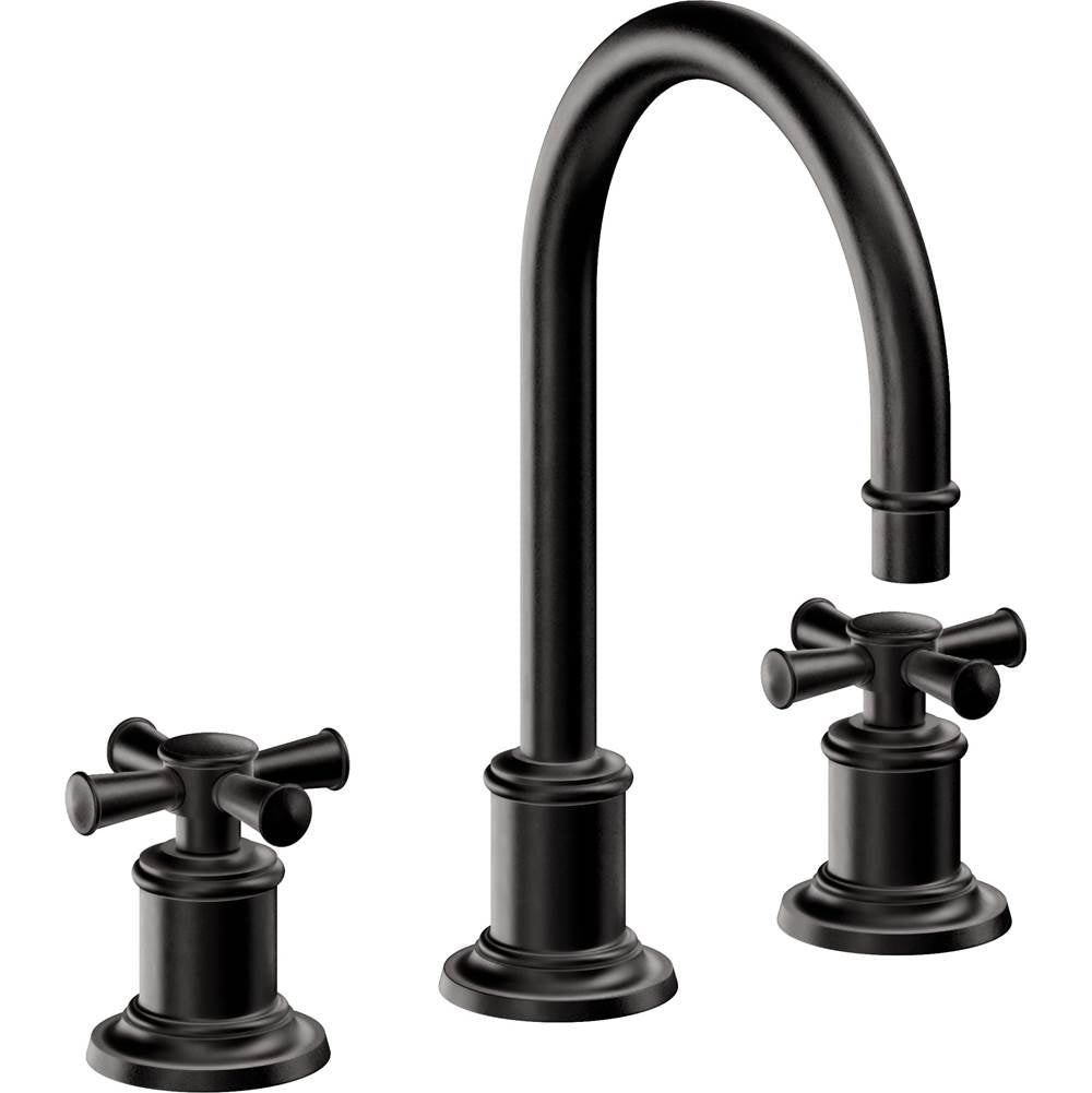 California Faucets - 8'' Widespread Lavatory Faucet with Completely Finished ZeroDrain - Matte Black