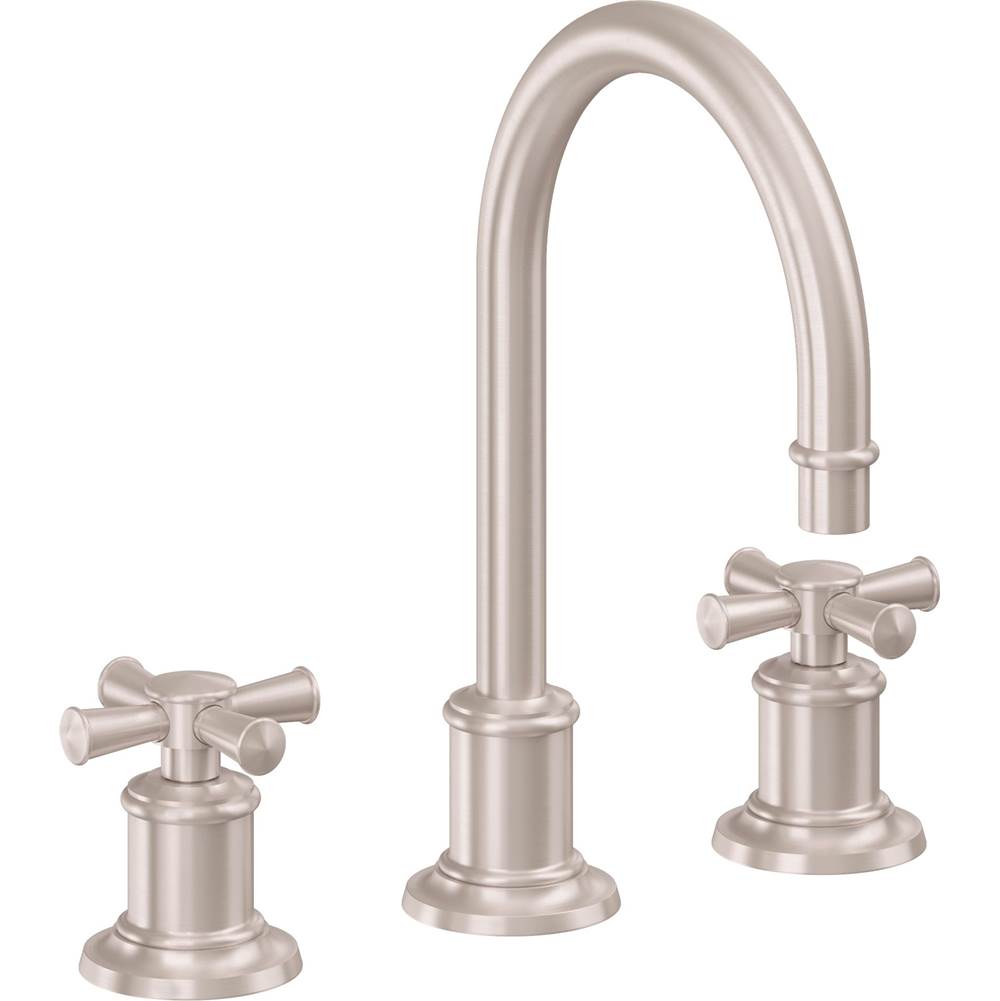 California Faucets - 8'' Widespread Lavatory Faucet with ZeroDrain - Satin Nickel