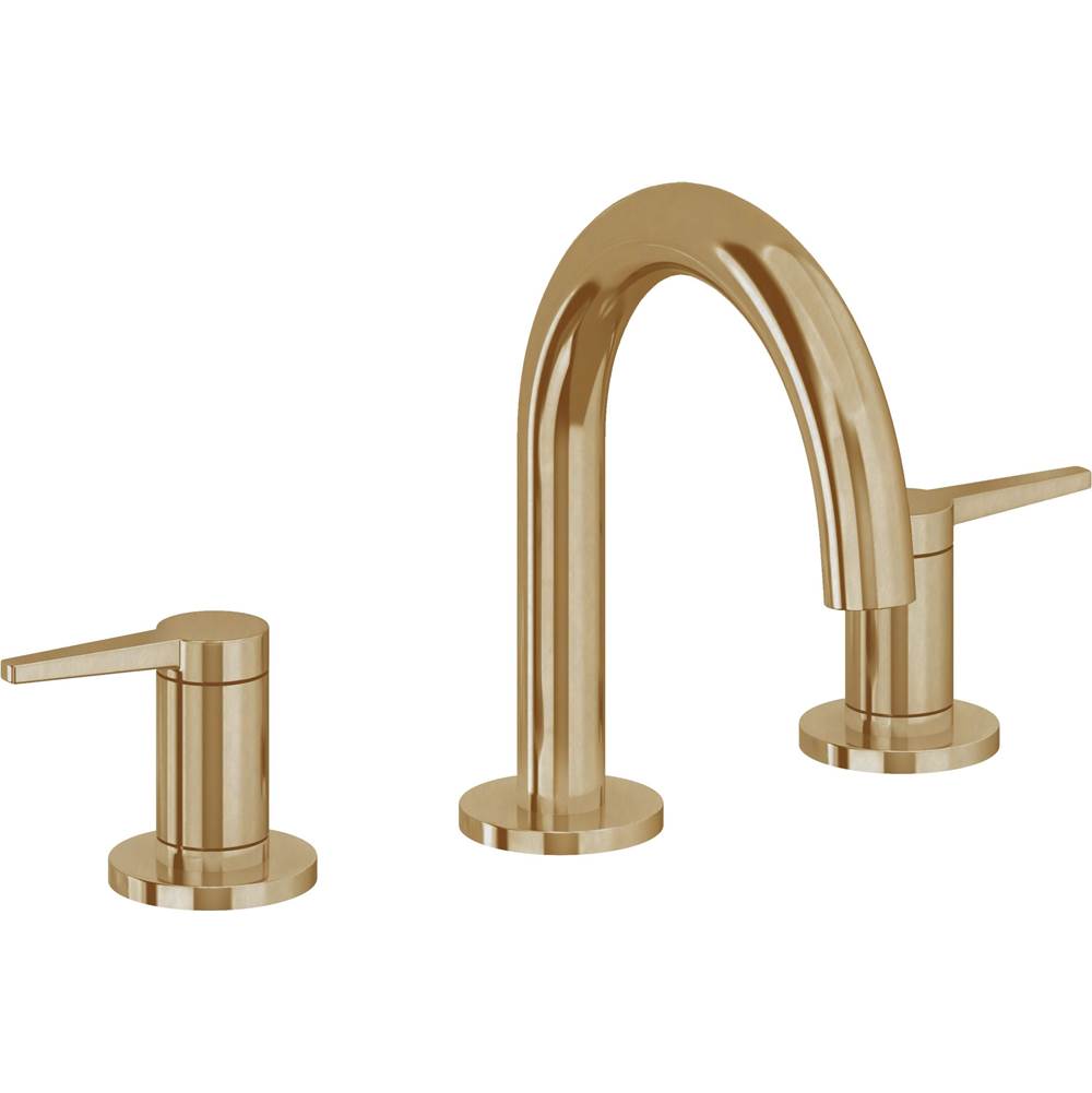 California Faucets - 8'' Widespread Lavatory Faucet with Completely Finished ZeroDrain - Burnished Brass Uncoated