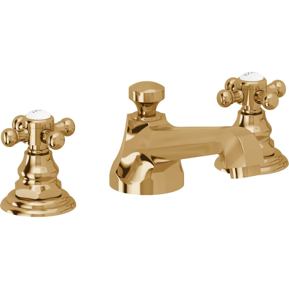 California Faucets - 8'' Widespread Lavatory Faucet with Completely Finished ZeroDrain - French Gold Pvd