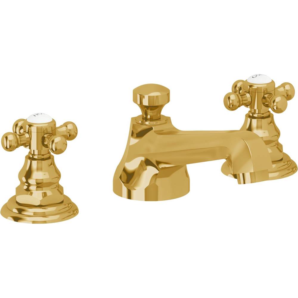 California Faucets - 8'' Widespread Lavatory Faucet with ZeroDrain - Lifetime Polished Gold Pvd