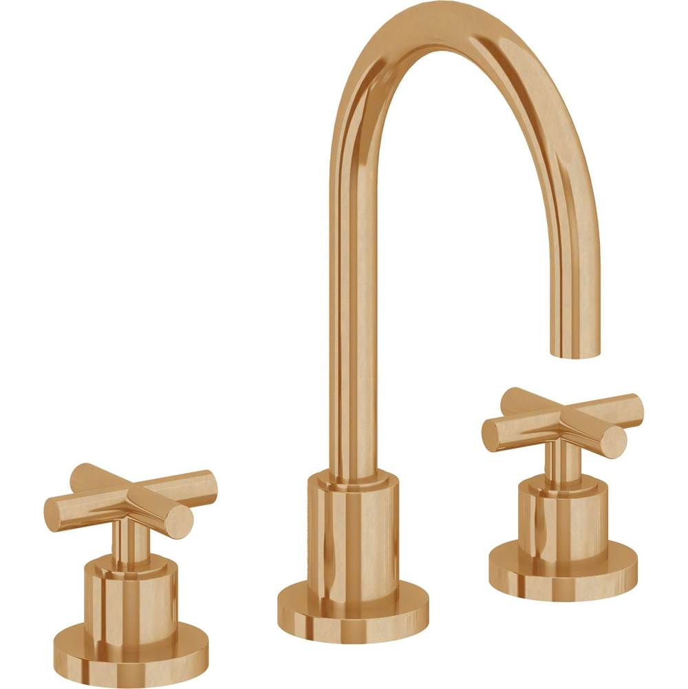 California Faucets - 8'' Widespread Lavatory Faucet with ZeroDrain - Burnished Brass Uncoated