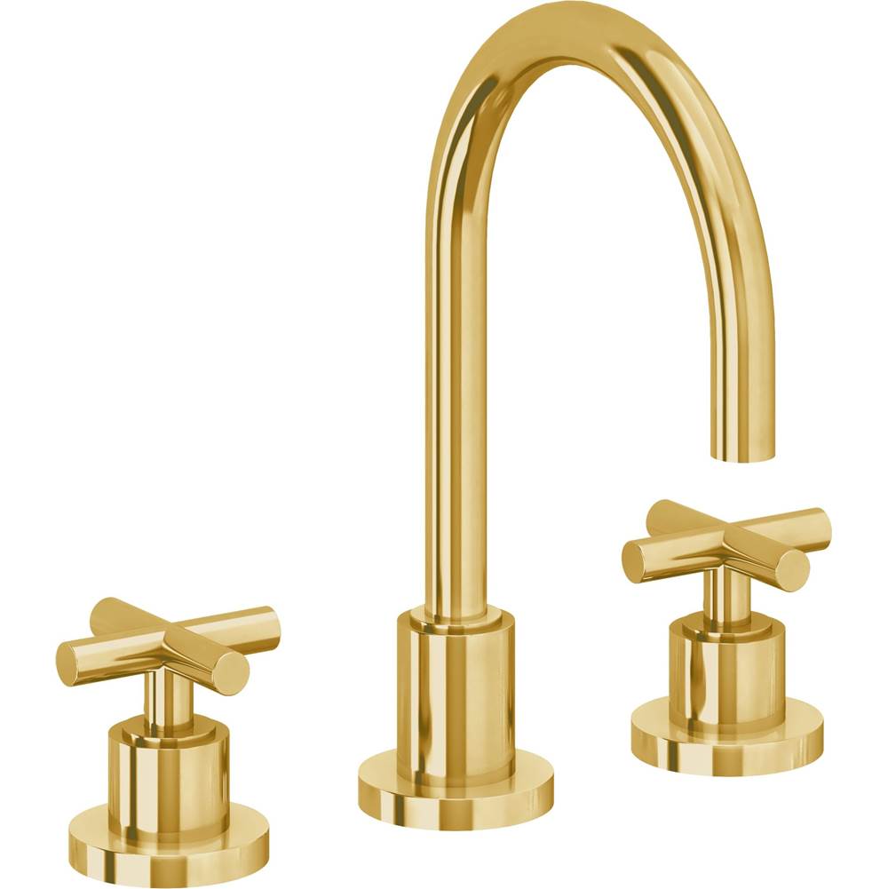 California Faucets - 8'' Widespread Lavatory Faucet - Lifetime Polished Gold Pvd