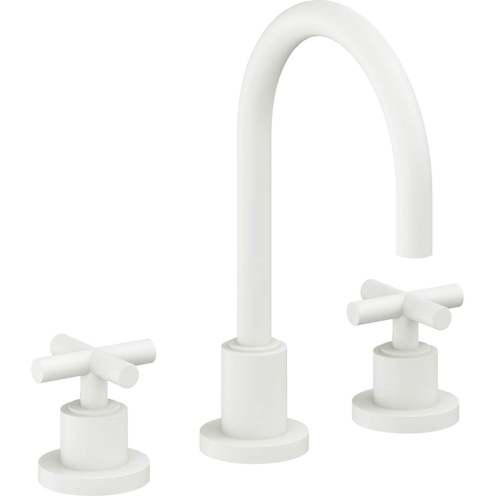 California Faucets - 8'' Widespread Lavatory Faucet with Completely Finished ZeroDrain - Matte White