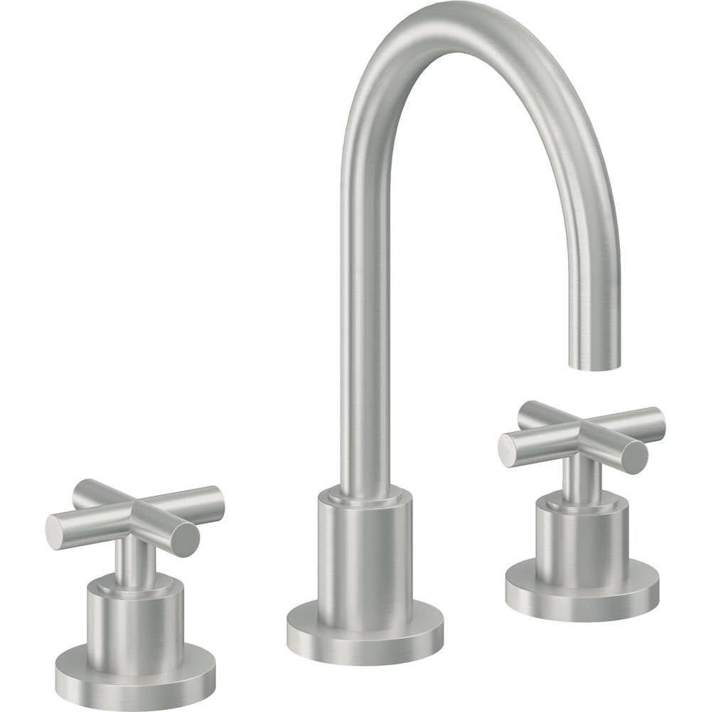 California Faucets - 8'' Widespread Lavatory Faucet with Completely Finished ZeroDrain - Satin Chrome Pvd