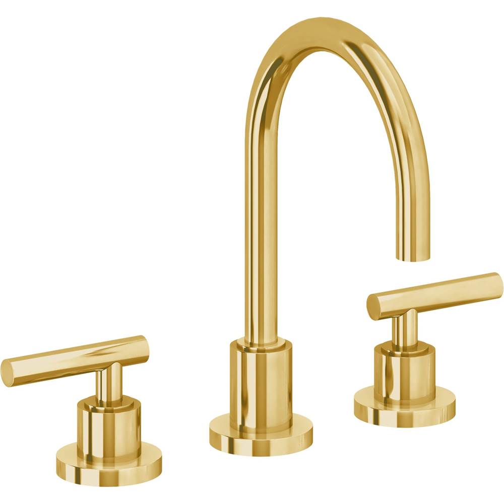 California Faucets - 8'' Widespread Lavatory Faucet with ZeroDrain - Lifetime Polished Gold Pvd