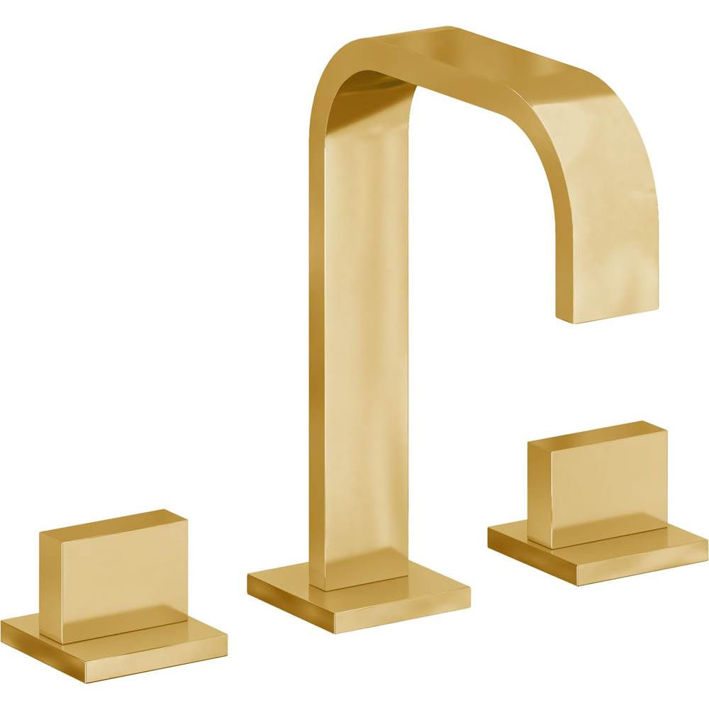 California Faucets - 8'' Widespread Lavatory Faucet with Completely Finished ZeroDrain - Lifetime Polished Gold Pvd