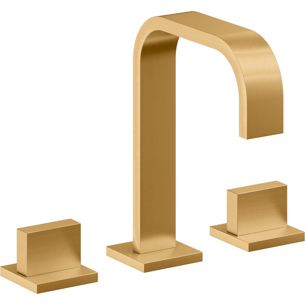 California Faucets - 8'' Widespread Lavatory Faucet with Completely Finished ZeroDrain - Lifetime Satin Gold Pvd