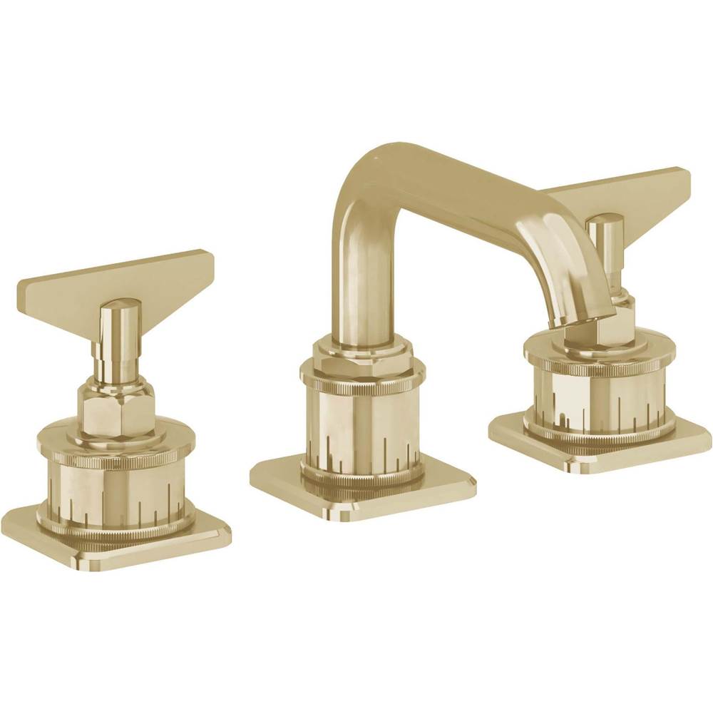 California Faucets - 8'' Widespread Lavatory Faucet with Completely Finished ZeroDrain - Polished Brass Uncoated