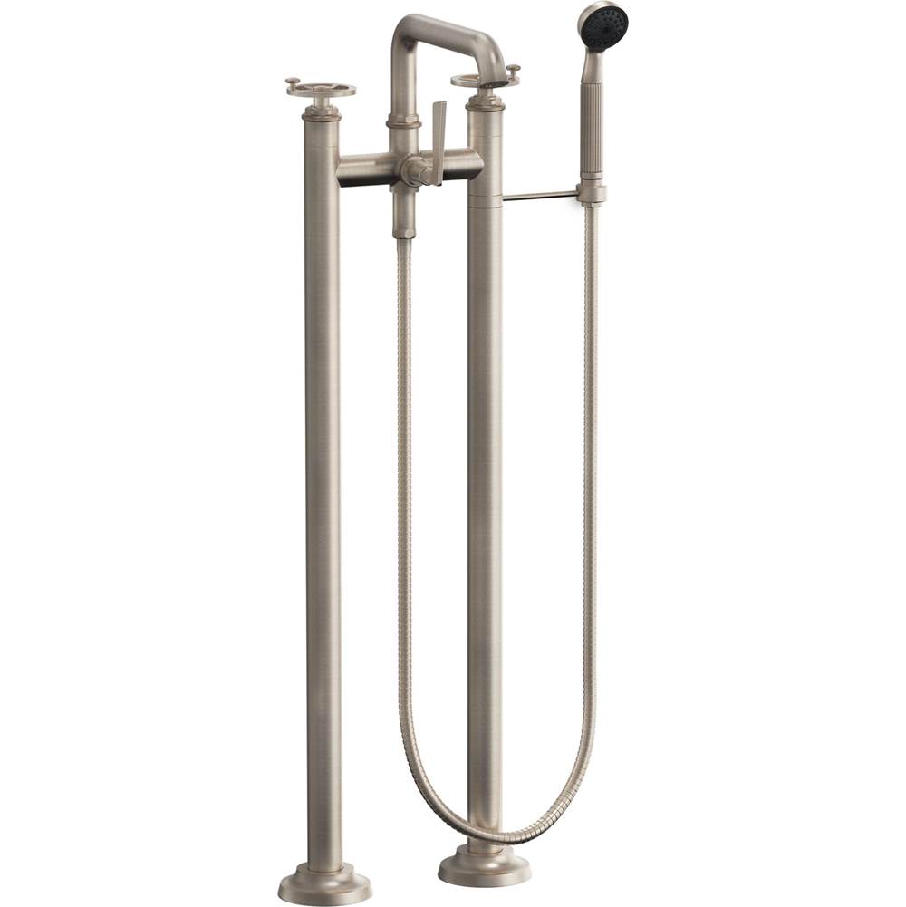 California Faucets - Floor Mount Tub Filler - Wheel Handles - Gloss White